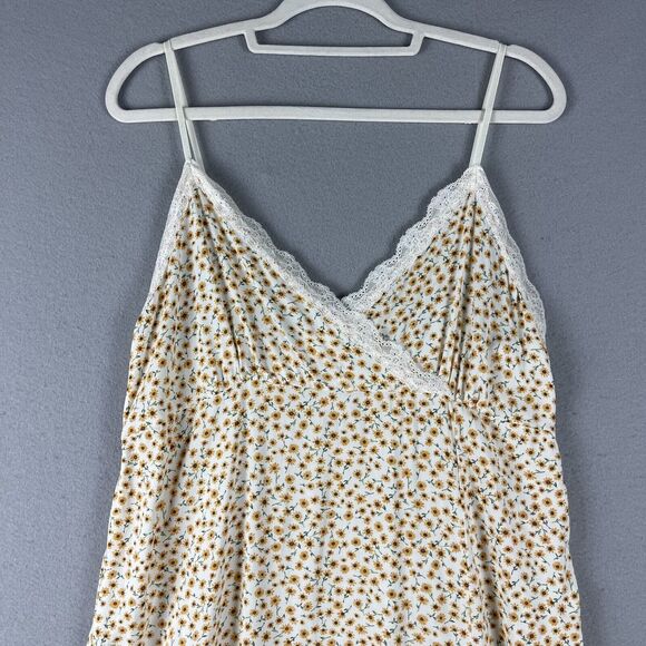 VTG 90s Y2K Babydoll Floral Maxi Dress Women XL Strappy Lace Trim Slip Fairycore - Picture 2 of 14